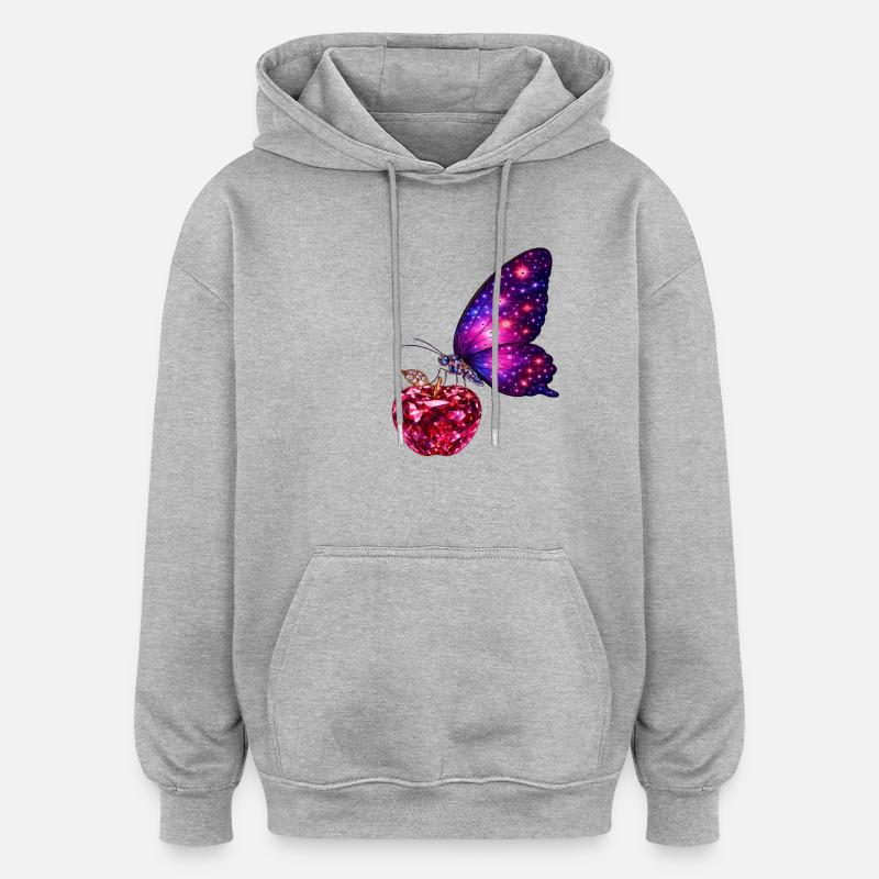 Vie de rubis – Papillon de Pouvoir - Sweat à capuche oversize unisexe - gris chiné
