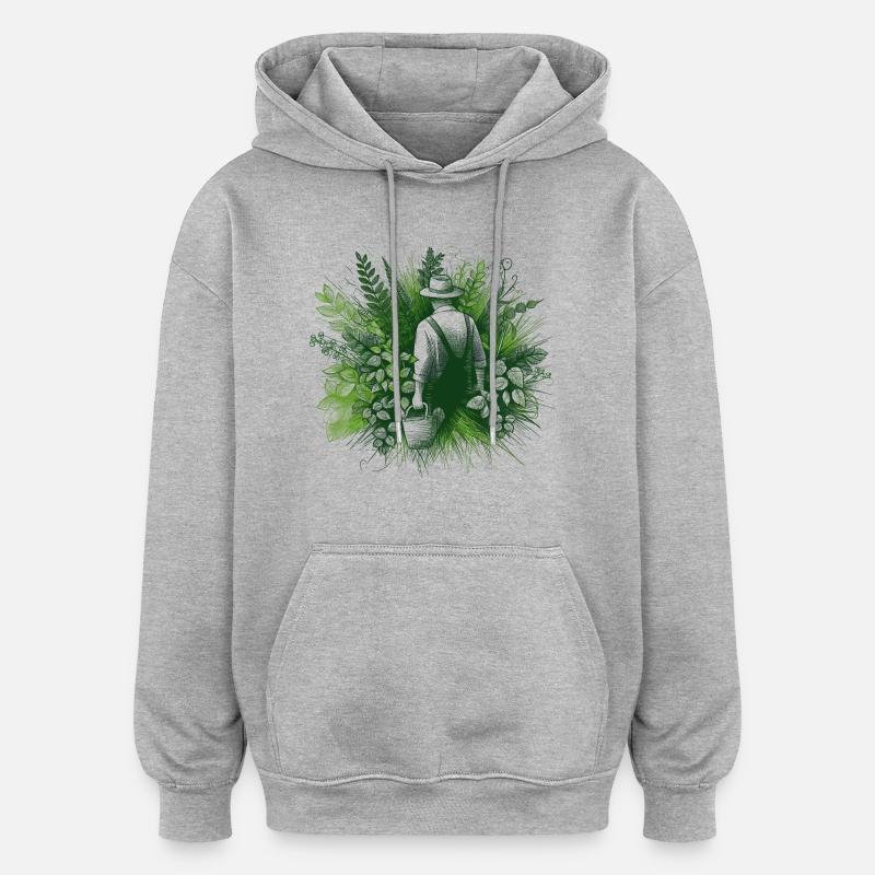Chuchoteur de plantes - Sweat à capuche oversize unisexe - gris chiné