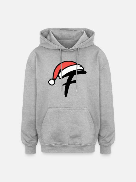 Letter F Christmassy - Oversized Unisex Hoodie - heather grey