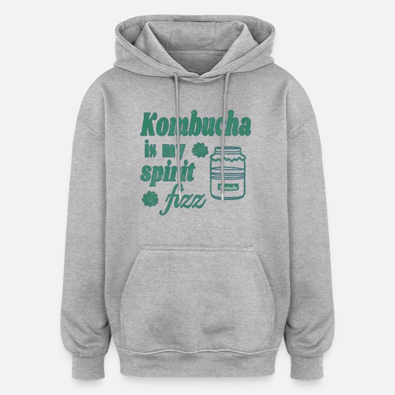 Le kombucha, c’est mon pétillant d’ - Sweat à capuche oversize unisexe - gris chiné