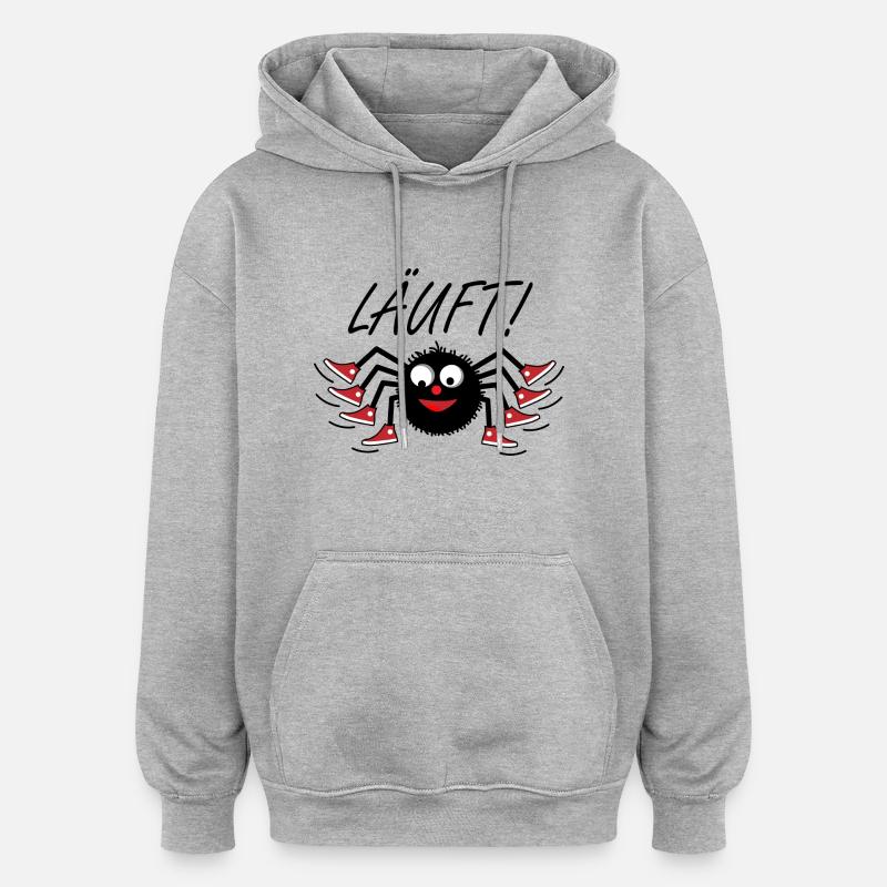 Spinne läuft - Oversized Unisex Hoodie - Grau meliert