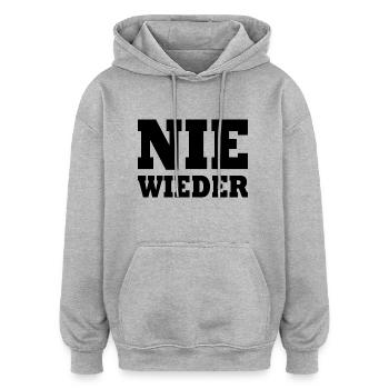 Nie wieder - Oversized Unisex Hoodie - Grau meliert - Vorne - Noah (186cm)