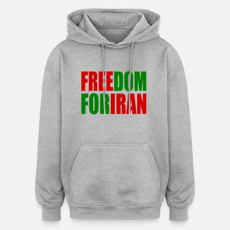 Freedom for iran - Sweat à capuche oversize unisexe - gris chiné