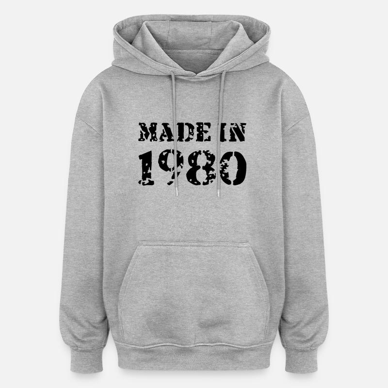 Made in 1980 - Sweat à capuche oversize unisexe - gris chiné