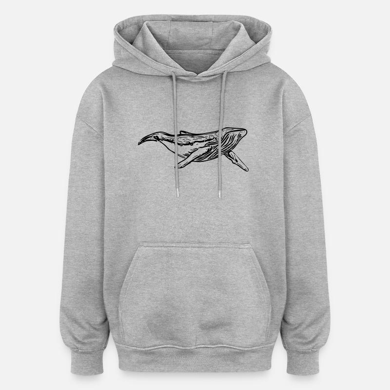 Wal - Oversized Unisex Hoodie - Grau meliert