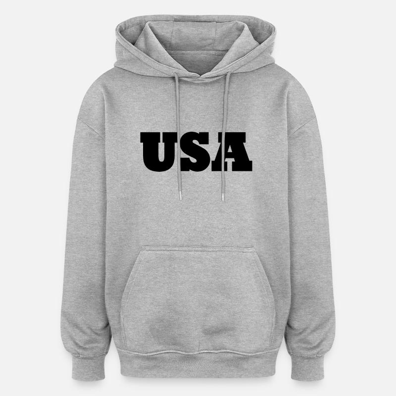 États-Unis - Sweat à capuche oversize unisexe - gris chiné