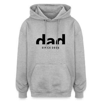 Dad 26 Vater Baby Papa 2026 Vatertagsgeschenk - Oversized Unisex Hoodie - Grau meliert - Vorne - Noah (186cm)