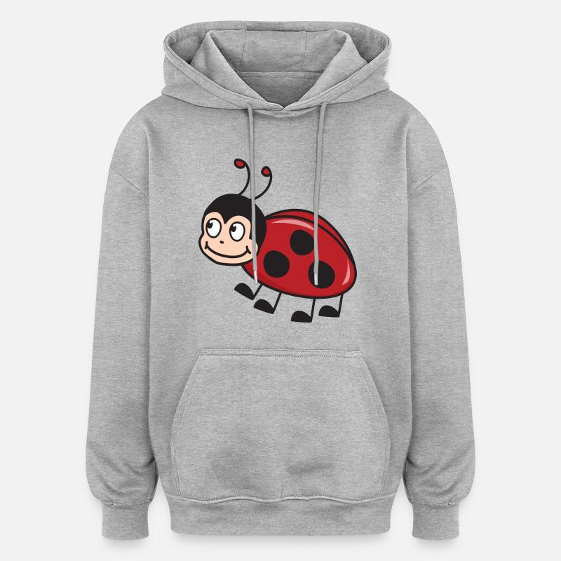 Marienkäfer Glück - Oversized Unisex Hoodie - Grau meliert