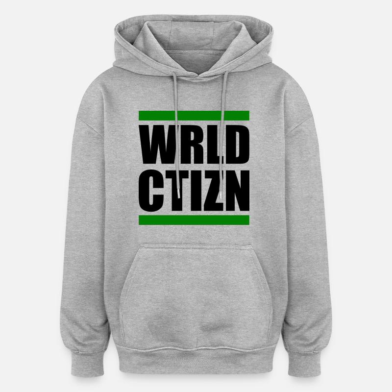world citizen - Sweat à capuche oversize unisexe - gris chiné