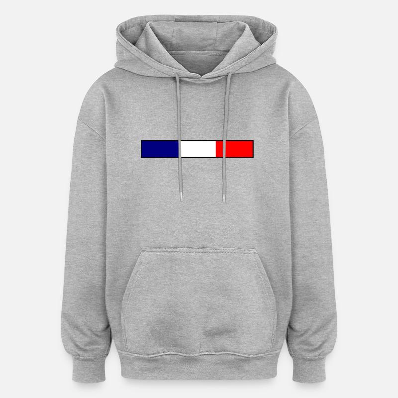 France Drapeau - Sweat à capuche oversize unisexe - gris chiné