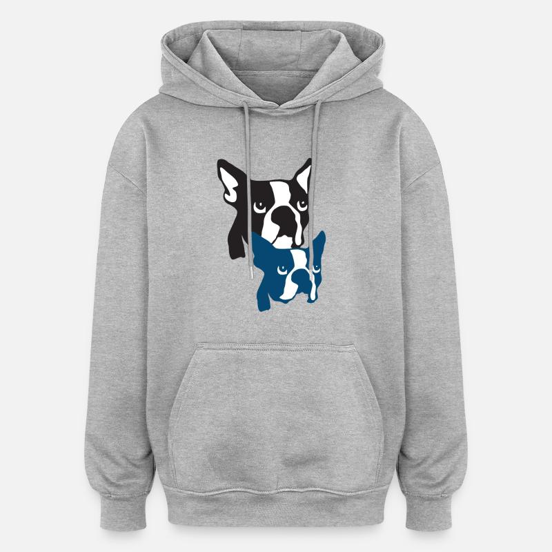 Boston Terrier os de tigre - Sweat à capuche oversize unisexe - gris chiné