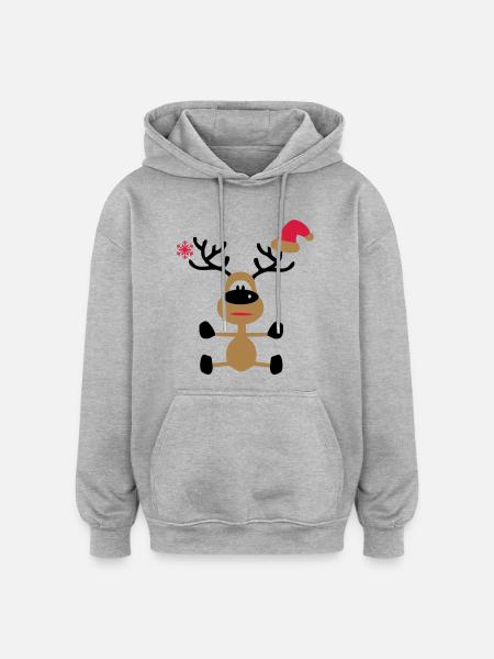 Noël - Sweat à capuche oversize unisexe - gris chiné
