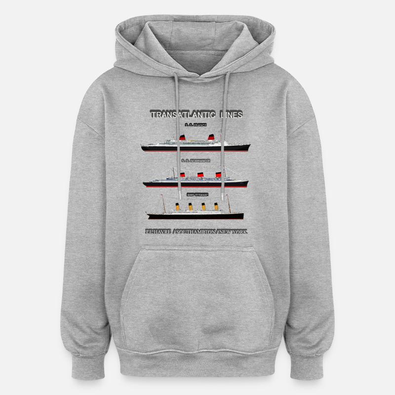 TRANSATLANTIC LINES Louis RUNEMBERG © Adagp - Sweat à capuche oversize unisexe - gris chiné