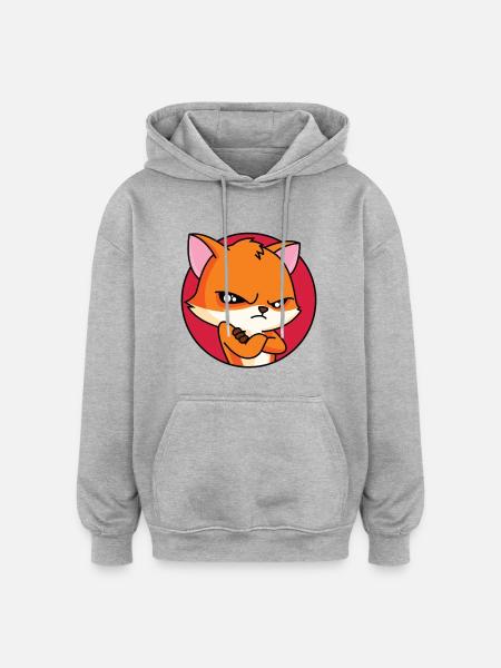 Red Fox - In Mood - Oversized Unisex Hoodie - heather grey