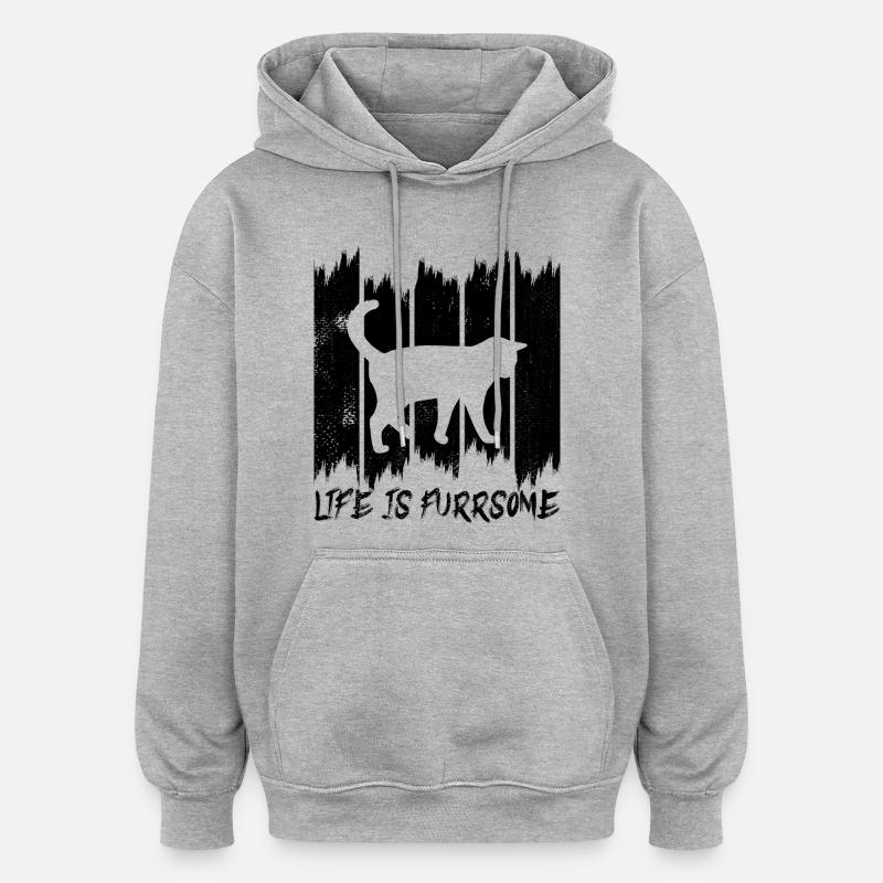 Drôle de chat qui dit - Sweat à capuche oversize unisexe - gris chiné