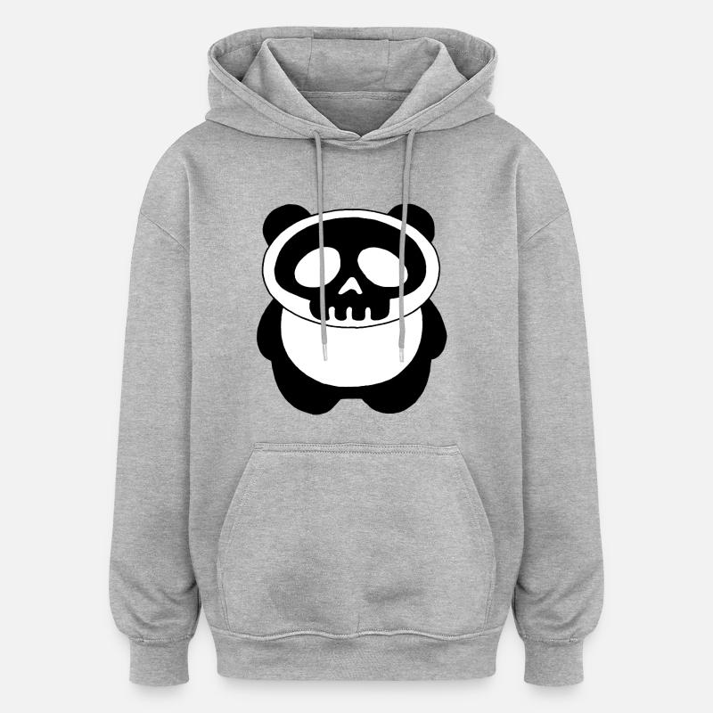 Panda-Schädel - Oversized Unisex Hoodie - Grau meliert