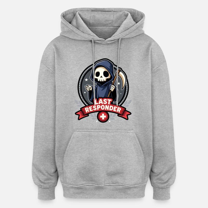 Dernier intervenant - Sweat à capuche oversize unisexe - gris chiné