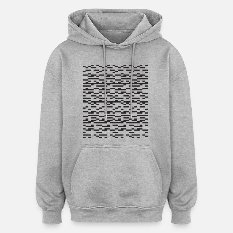 Noir Stripe pixellé Glitch Grid - Sweat à capuche oversize unisexe - gris chiné