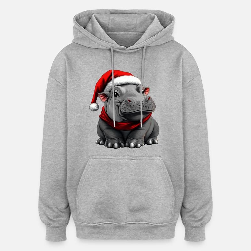 Noël des hippopotames - Sweat à capuche oversize unisexe - gris chiné
