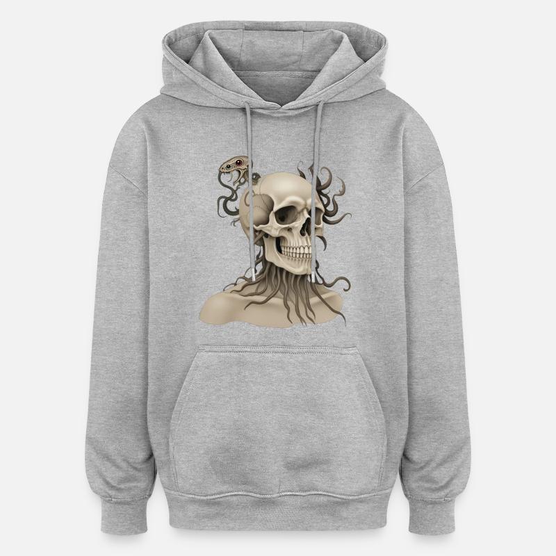 SKULL #2 - dark hell - Sweat à capuche oversize unisexe - gris chiné
