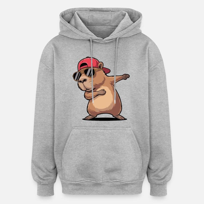 Cooles Capybara-Dabbing - Oversized Unisex Hoodie - Grau meliert