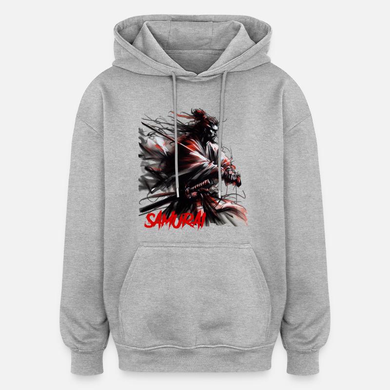 Samouraï - Sweat à capuche oversize unisexe - gris chiné