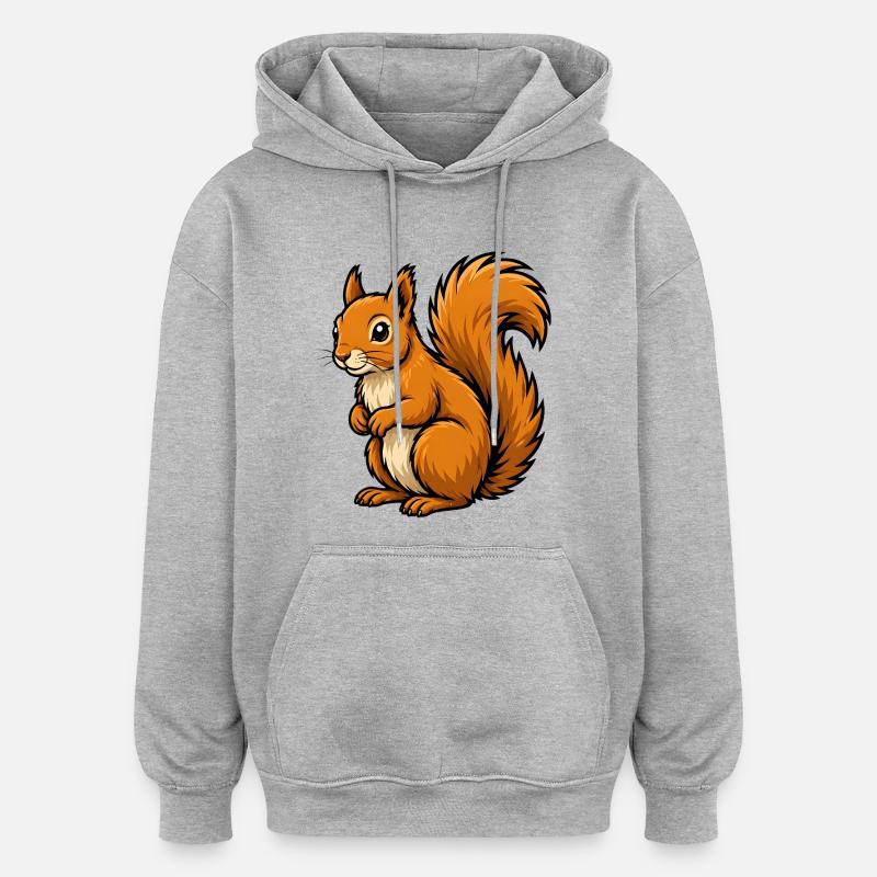 écureuil roux - Sweat à capuche oversize unisexe - gris chiné