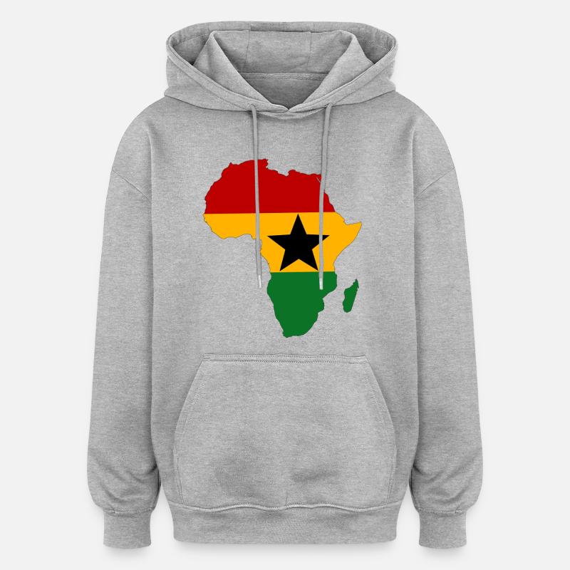 Drapeau du Ghana Afrique - Sweat à capuche oversize unisexe - gris chiné