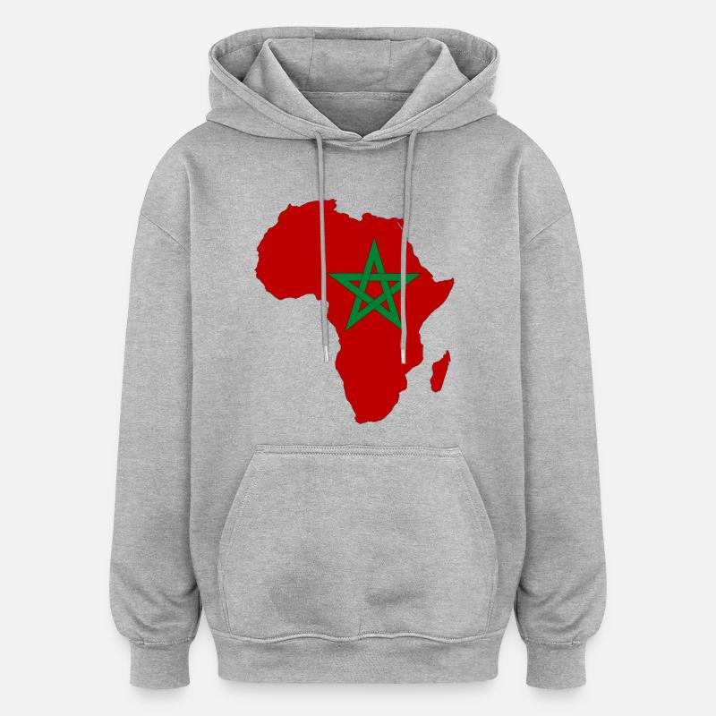 Pavillon du Maroc Afrique - Sweat à capuche oversize unisexe - gris chiné