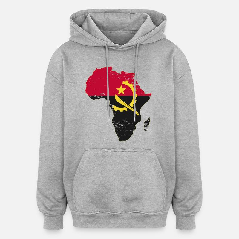 Drapeau de l’Angola Afrique - Sweat à capuche oversize unisexe - gris chiné