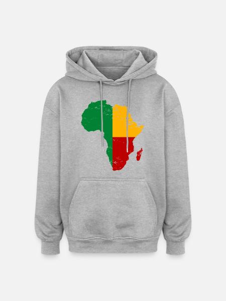 Drapeau du Bénin Afrique utilisé - Sweat à capuche oversize unisexe - gris chiné