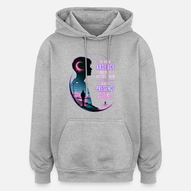 Neonabwesenheit: Hohe Präsenz - Oversized Unisex Hoodie - Grau meliert