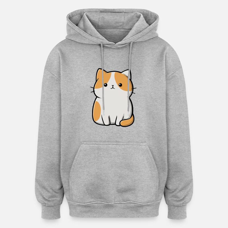 chat mignon, animal de compagnie - Sweat à capuche oversize unisexe - gris chiné