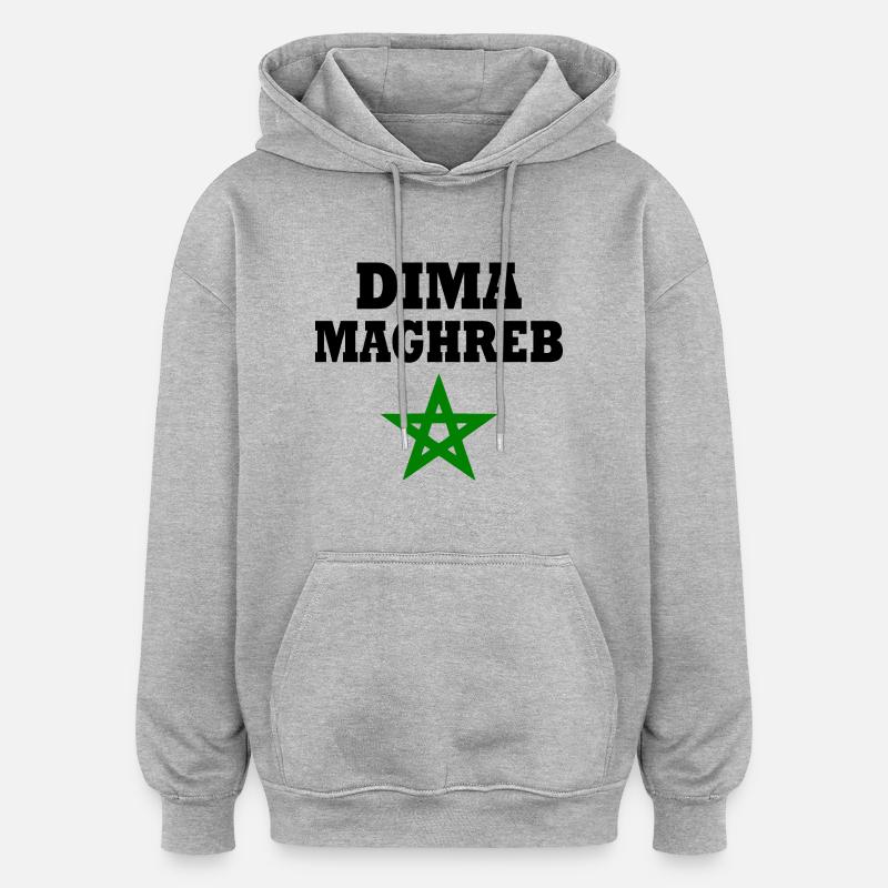 Dima maghreb - Sweat à capuche oversize unisexe - gris chiné