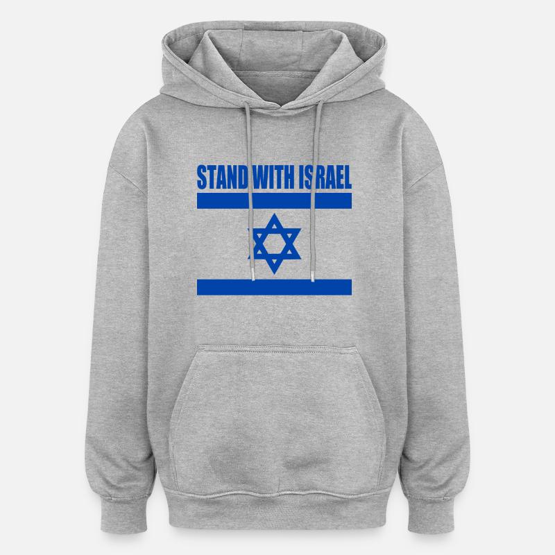 We Stand with israel - Sweat à capuche oversize unisexe - gris chiné