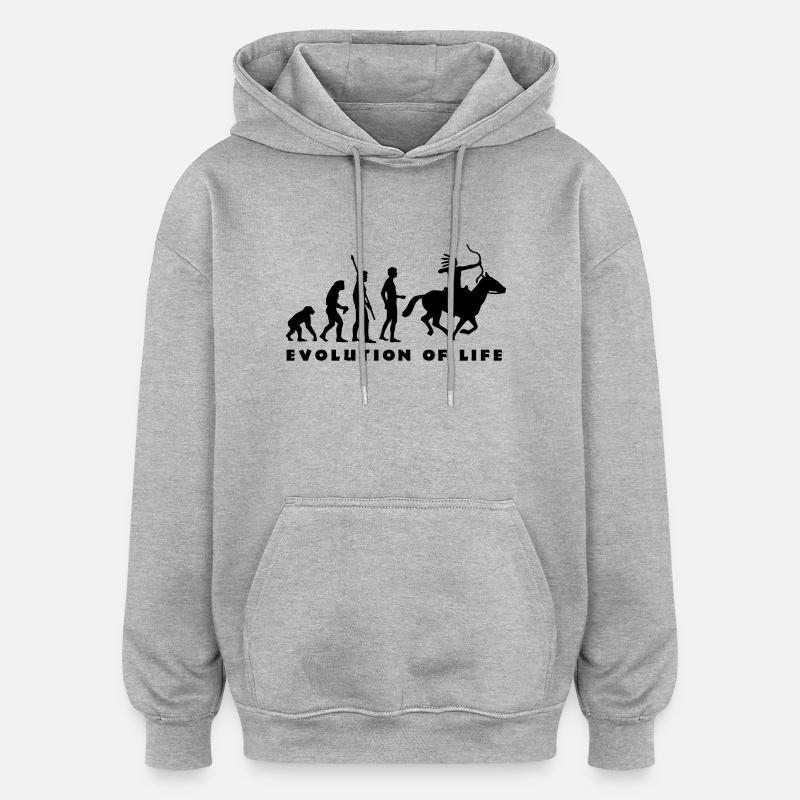 evolution_indianer_b - Sweat à capuche oversize unisexe - gris chiné