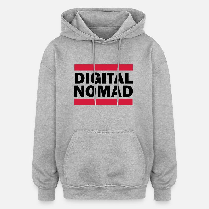 Digital Nomad - Sweat à capuche oversize unisexe - gris chiné