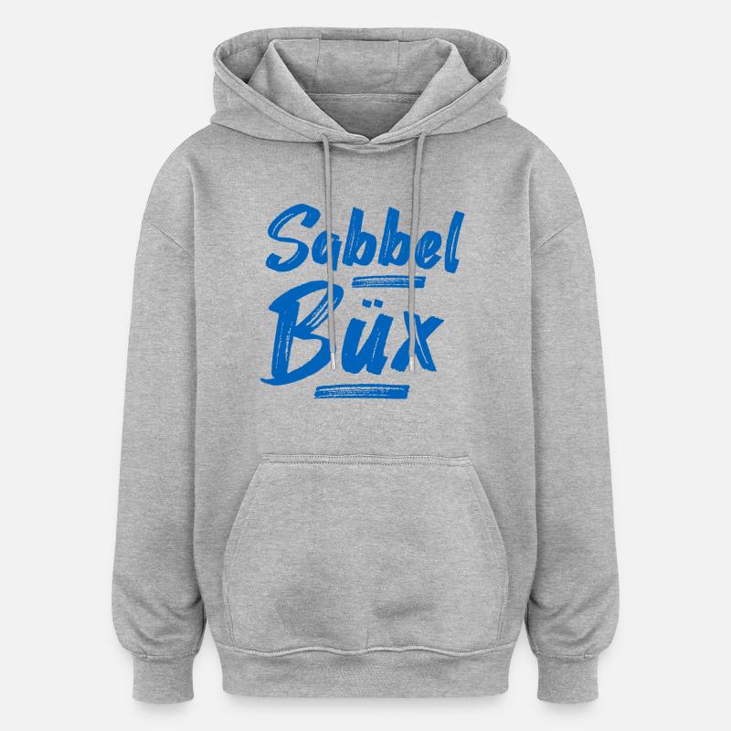 Sabbelbüx Plattdeutsch blau - Oversized Unisex Hoodie - Grau meliert