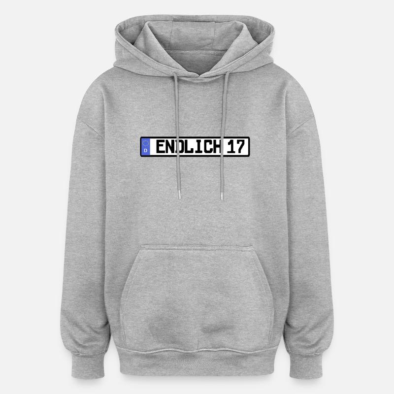 endlich 17 - Oversized Unisex Hoodie - Grau meliert