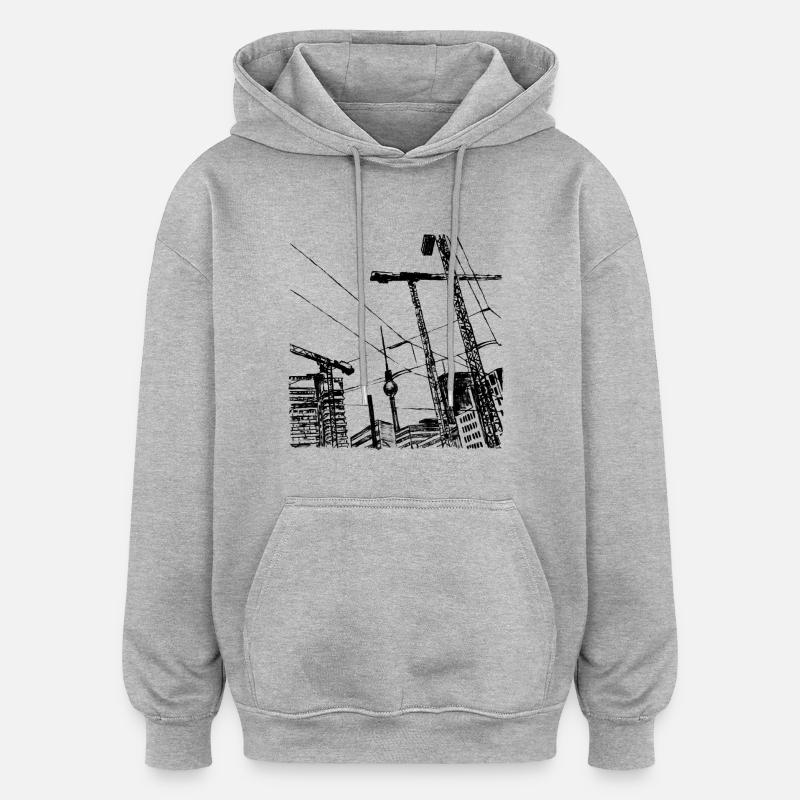 Berlin - Sweat à capuche oversize unisexe - gris chiné