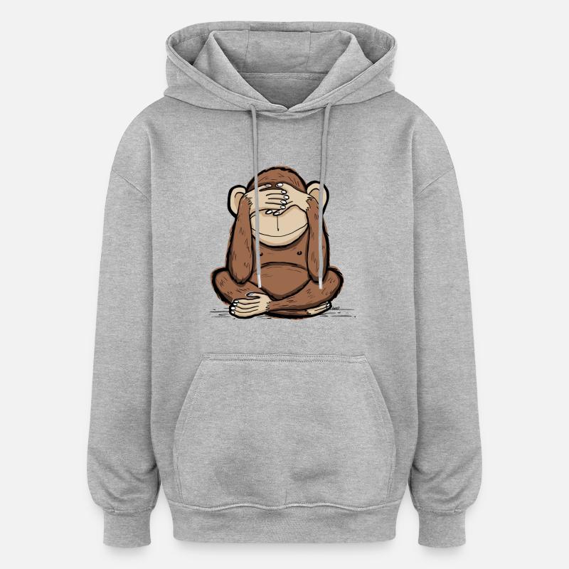 Mizaru - monkey sees no evil - Oversized Unisex Hoodie - heather grey