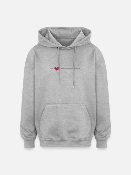 Line Heart Stroke Ornament - Oversized Unisex Hoodie - heather grey