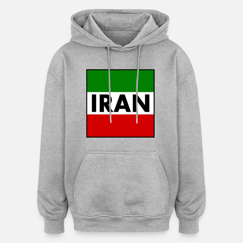 DRAPEAU IRAN DRAPEAU IRANIEN - Sweat à capuche oversize unisexe - gris chiné