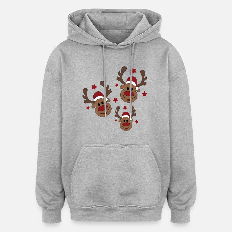 Noël - Sweat à capuche oversize unisexe - gris chiné