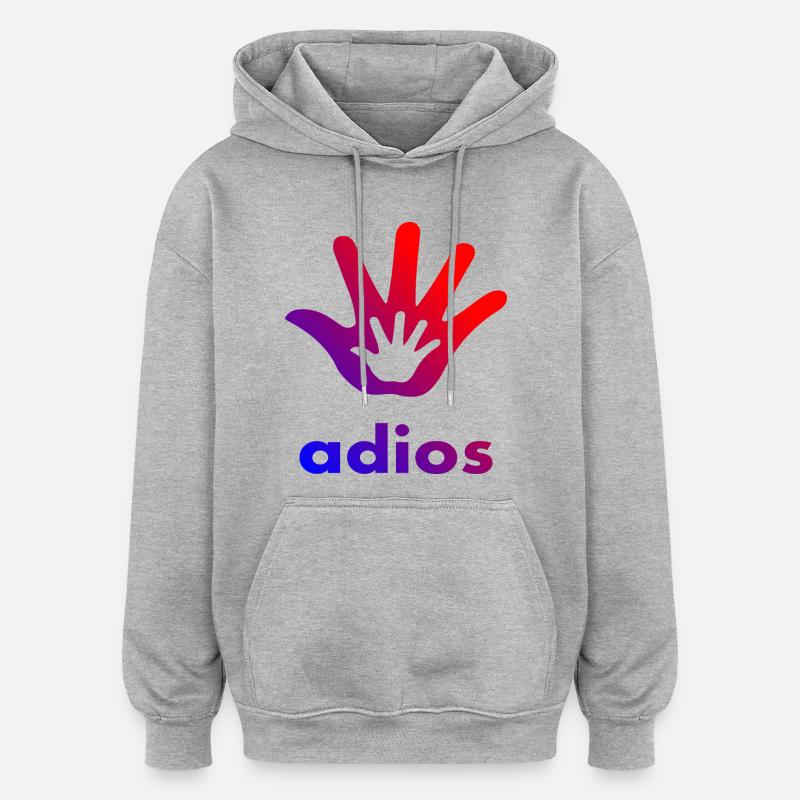Adios Hand - Oversized Unisex Hoodie - Grau meliert