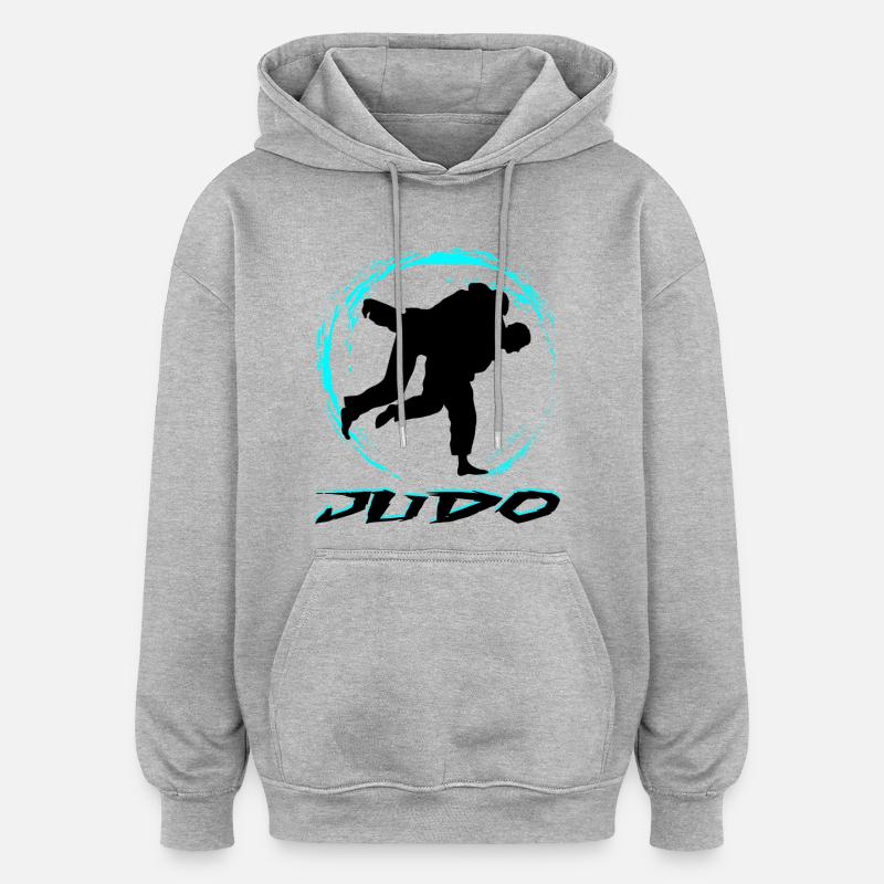 JUDO - Sweat à capuche oversize unisexe - gris chiné