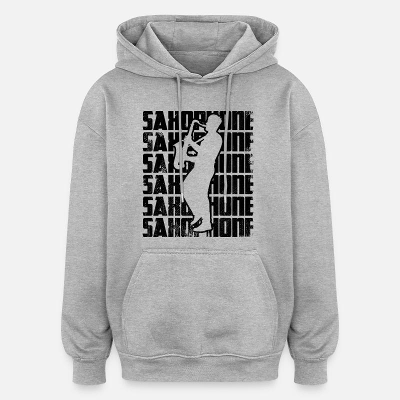 Saxophone - Sweat à capuche oversize unisexe - gris chiné