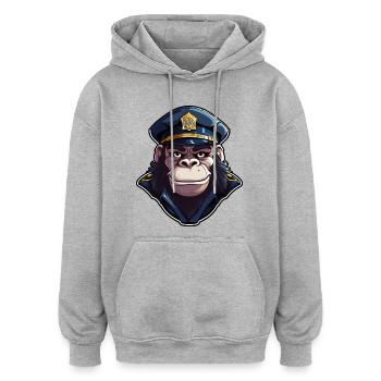 Police des singes - Sweat à capuche oversize unisexe - gris chiné - Devant - Noah (186cm)