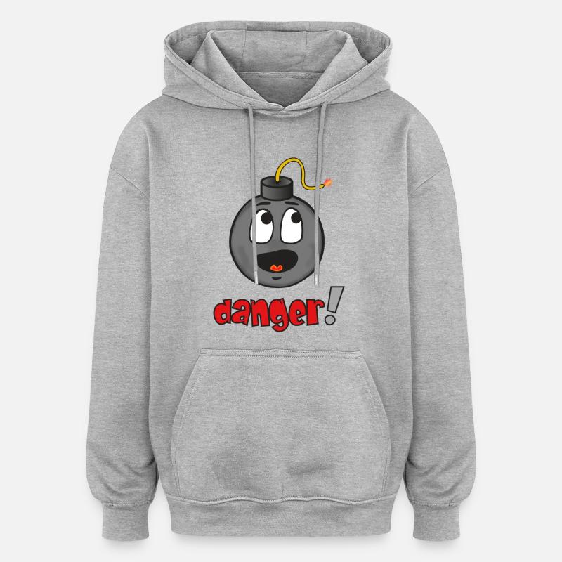 Danger Visage Explosif - Émoticône Drôle - Sweat à capuche oversize unisexe - gris chiné