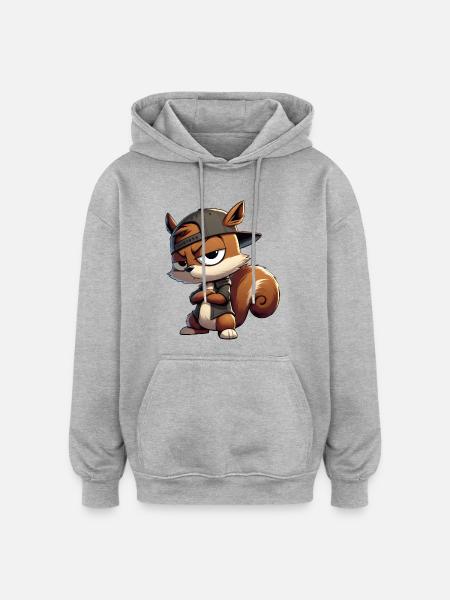 Eichhörnchen Hiphop Kappe - Oversized Unisex Hoodie - Grau meliert